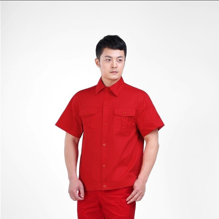 花锦颂全棉细斜纹短袖工作服劳保服套装定制